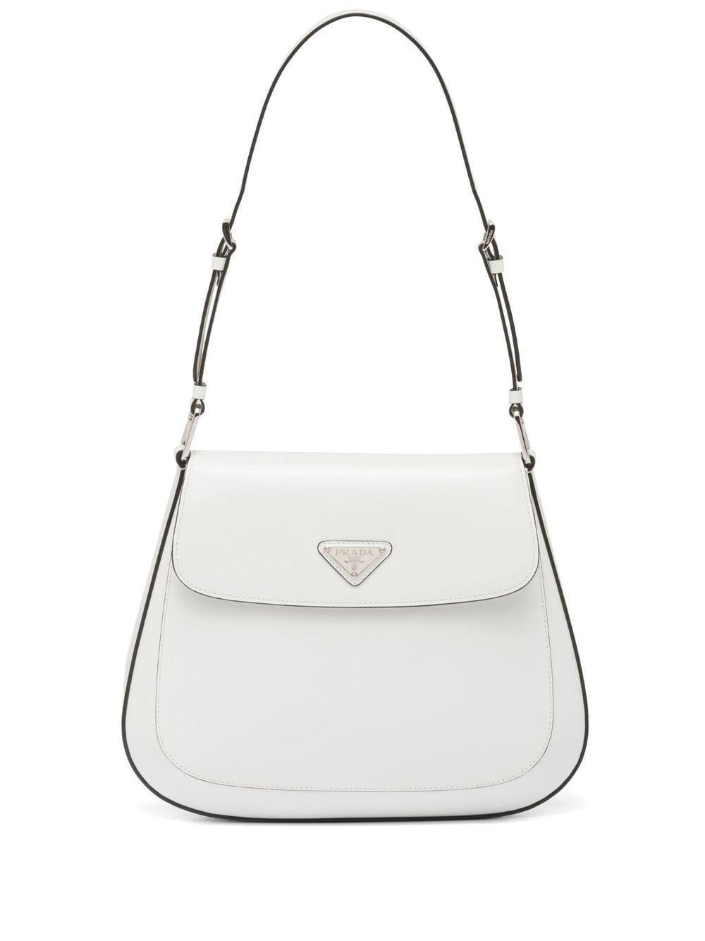 Prada Cleo Brushedleathershoulderbagwithflap in White Lyst