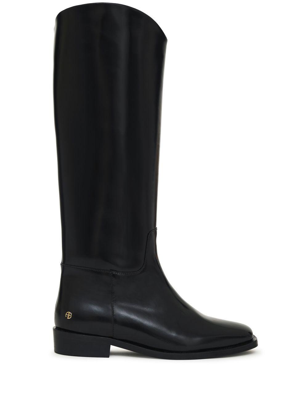 Anine Bing Kari Leather Riding Boots in Black | Lyst