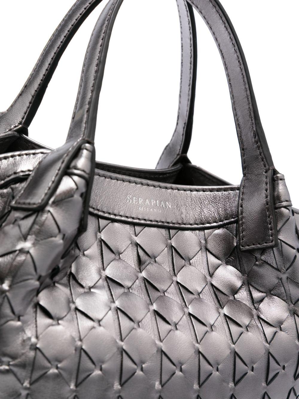 Serapian Mosaico Woven Leather Small Secret Tote Bag
