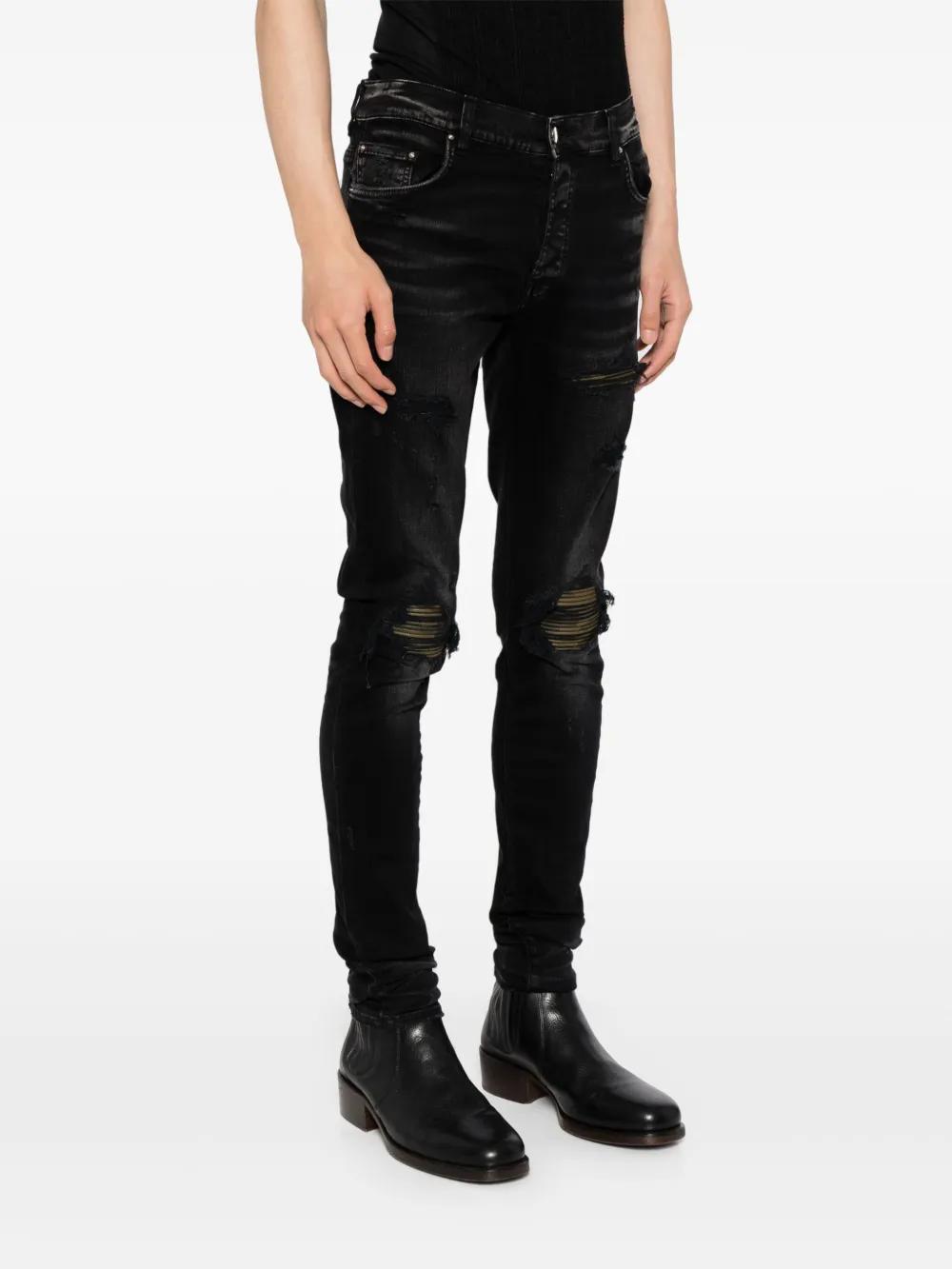 【AMIRI】leather-paneled high-rise skinny ジーンズ Amiri Men's MX1 Leather-Patch Skinny Jeans | Neiman Marcus