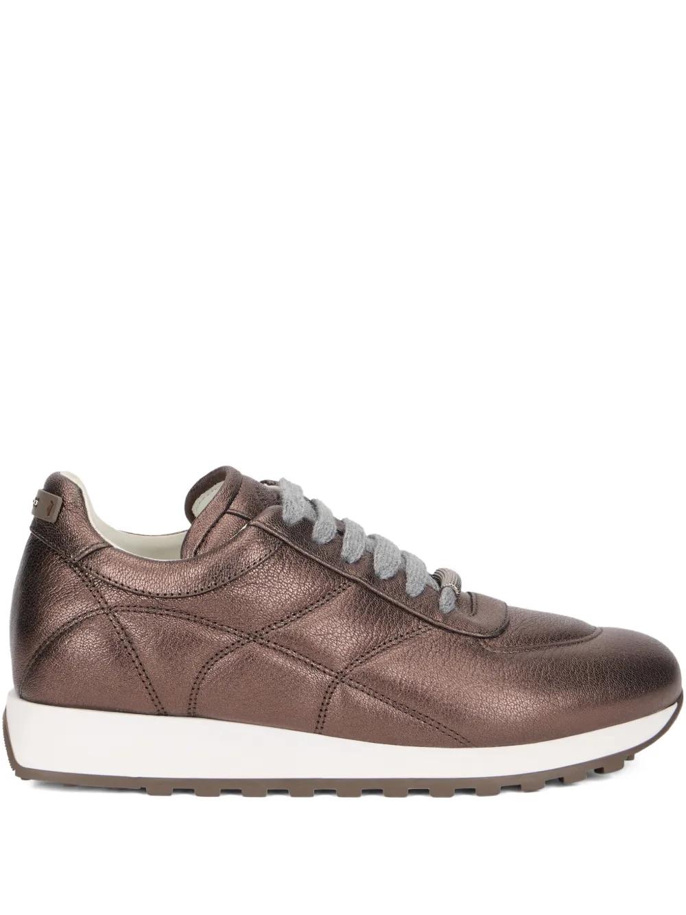peserico-brown-Quilted-Lace-Up
