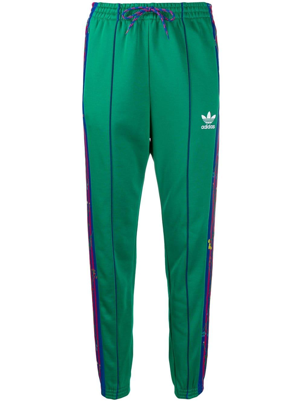 adidas Cotton Floral Track Pants in Green | Lyst