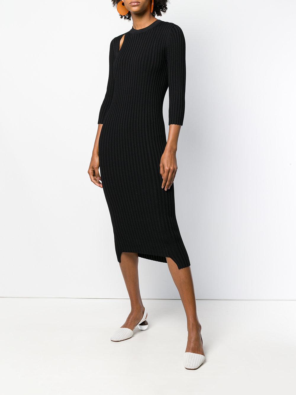 JOSEPH Cotton Ribbed Knit Sweater Dress in Black Lyst