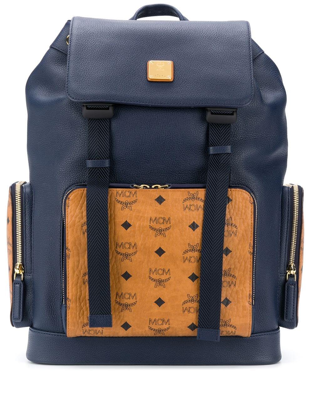 MCM Leather Brandenburg Backpack in Blue for Men | Lyst