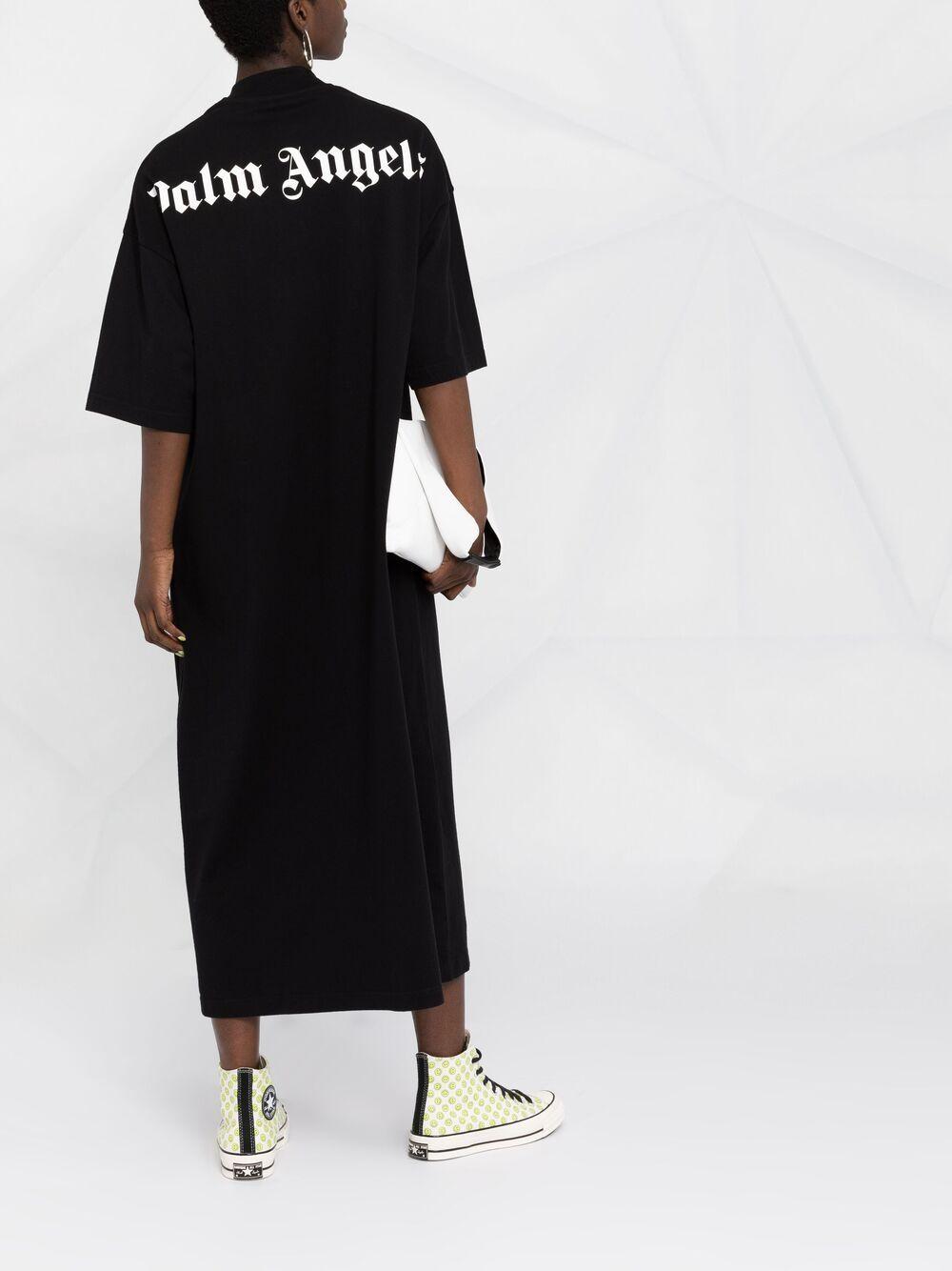 Palm Angels Logo-print T-shirt Maxi Dress in Black | Lyst Canada