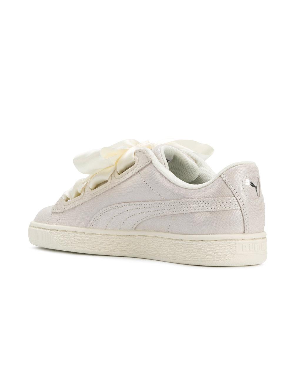 PUMA Leather Lace-up Ribbon Sneakers in White | Lyst