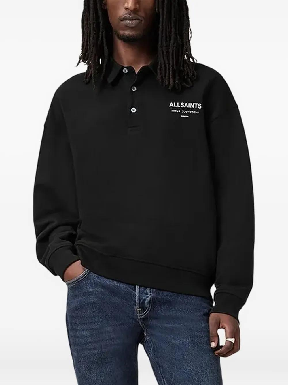 AllSaints Underground Logo-Print Polo Shirt in Black for Men Lyst UK