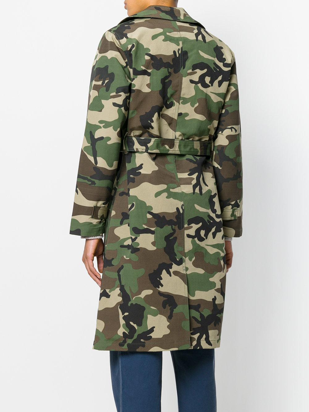 Stussy Cotton Camouflage Trench Coat in Green for Men - Lyst