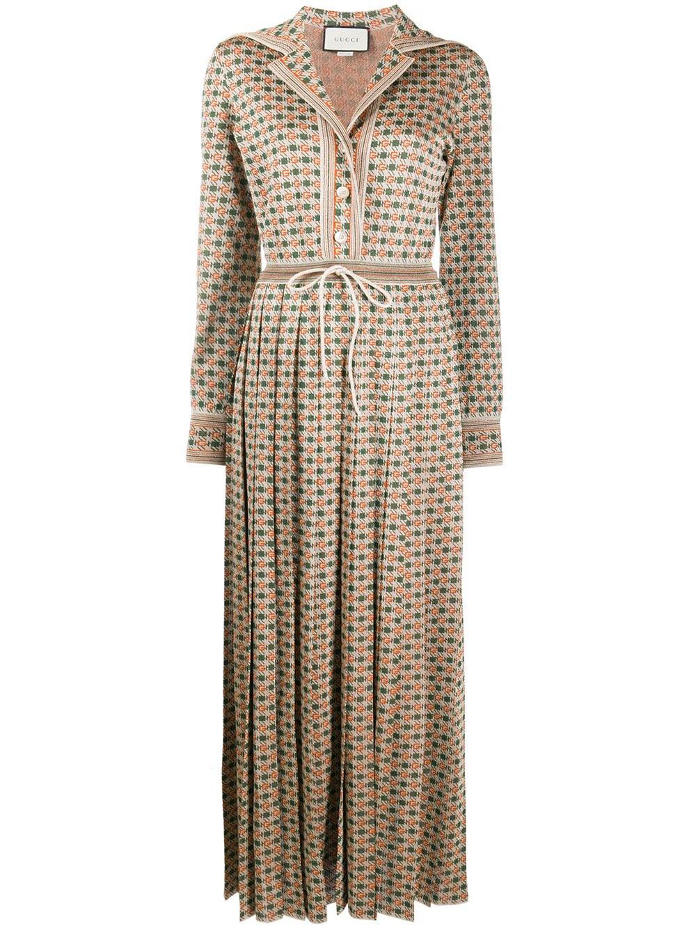 Abito lungo G Quadro di Gucci in Marrone | Lyst