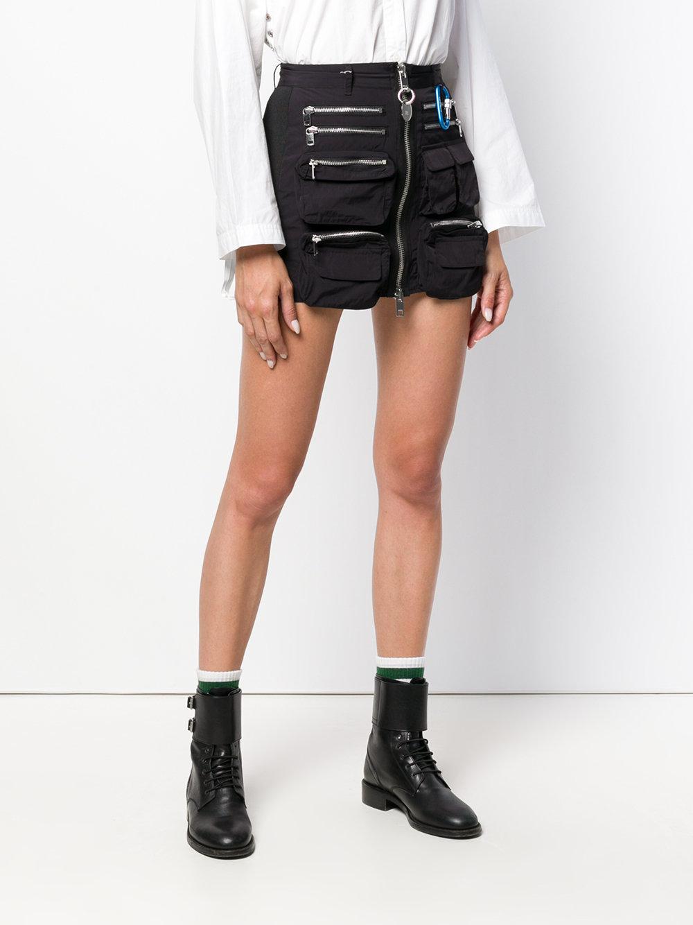 DIESEL Zip-detail Mini Skirt in Black | Lyst