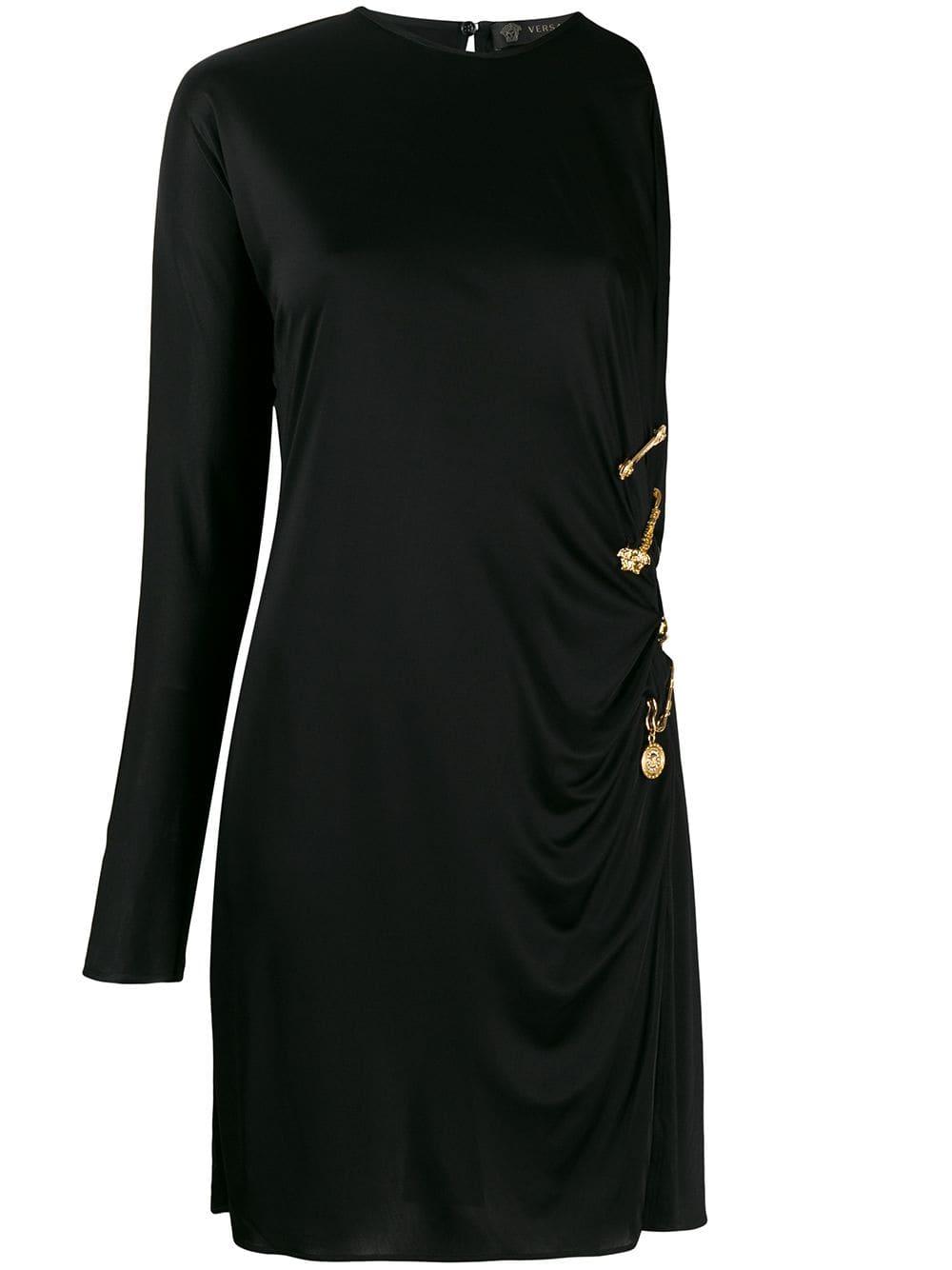 Versace Draped Safety Pin Dress in Black Lyst