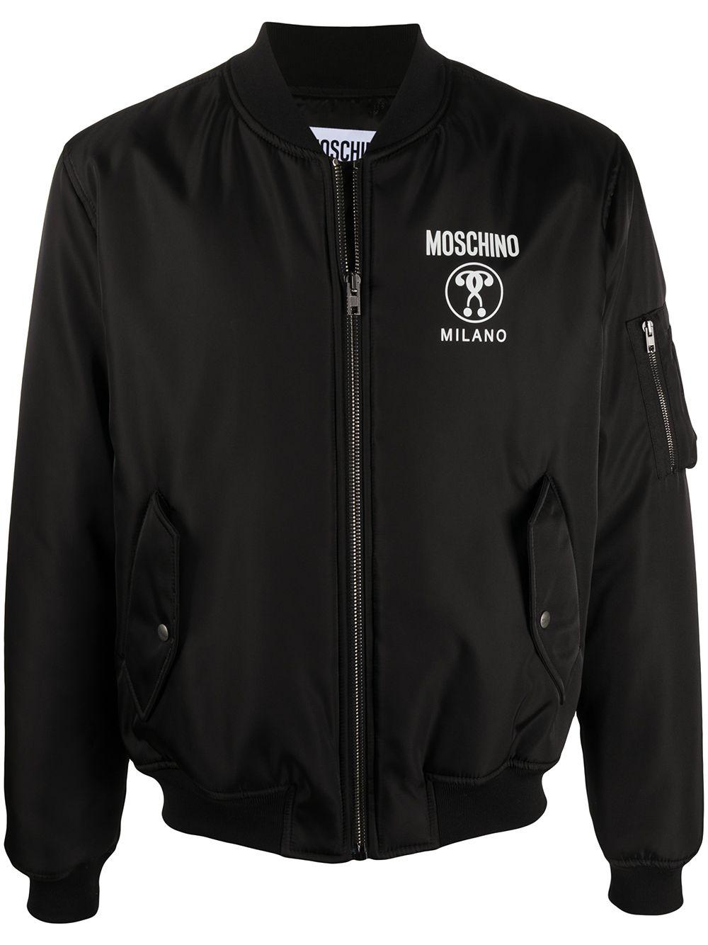 Moschino Synthetic Double Question Mark Bomber Jacket in Black for Men ...