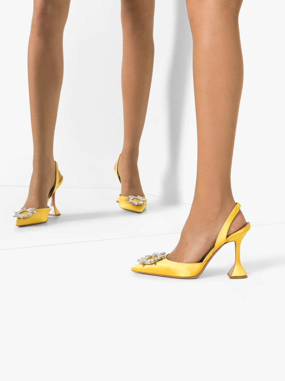 Buy Mustard Yellow Heeled Shoes for Women by Curiozz Online | Ajio.com