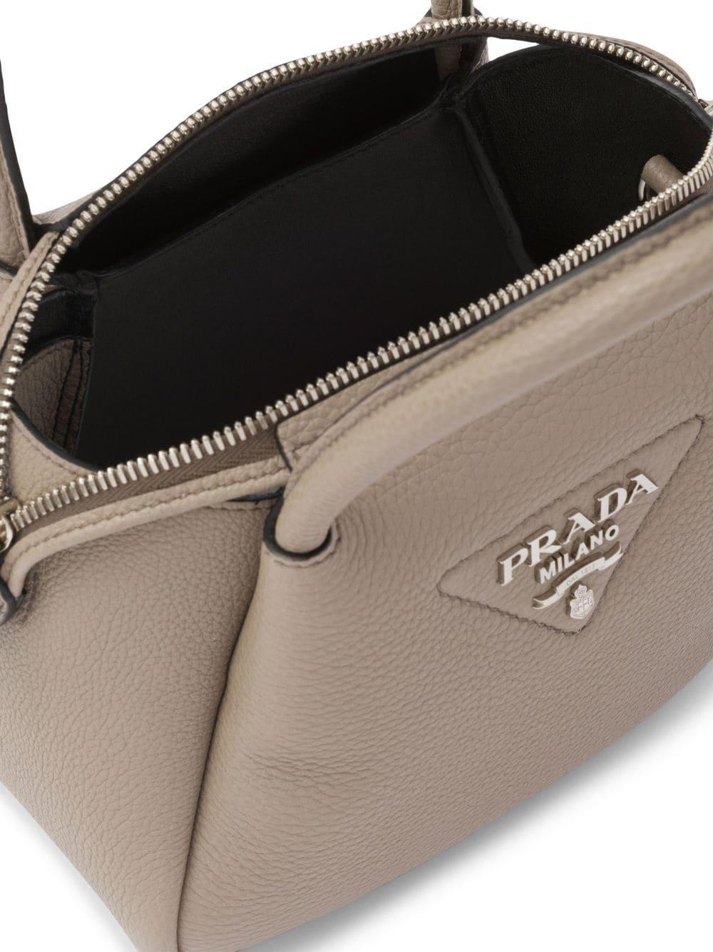 Prada Logo-embellished Leather Mini Bag - Black