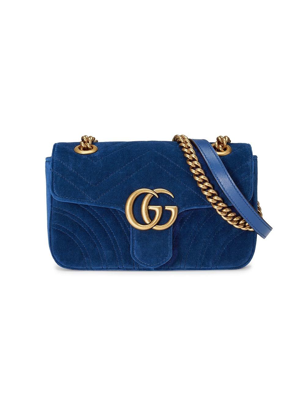 opvolger Tijdig Verbazing Gucci Blue GG Marmont Mini Velvet Bag | Lyst