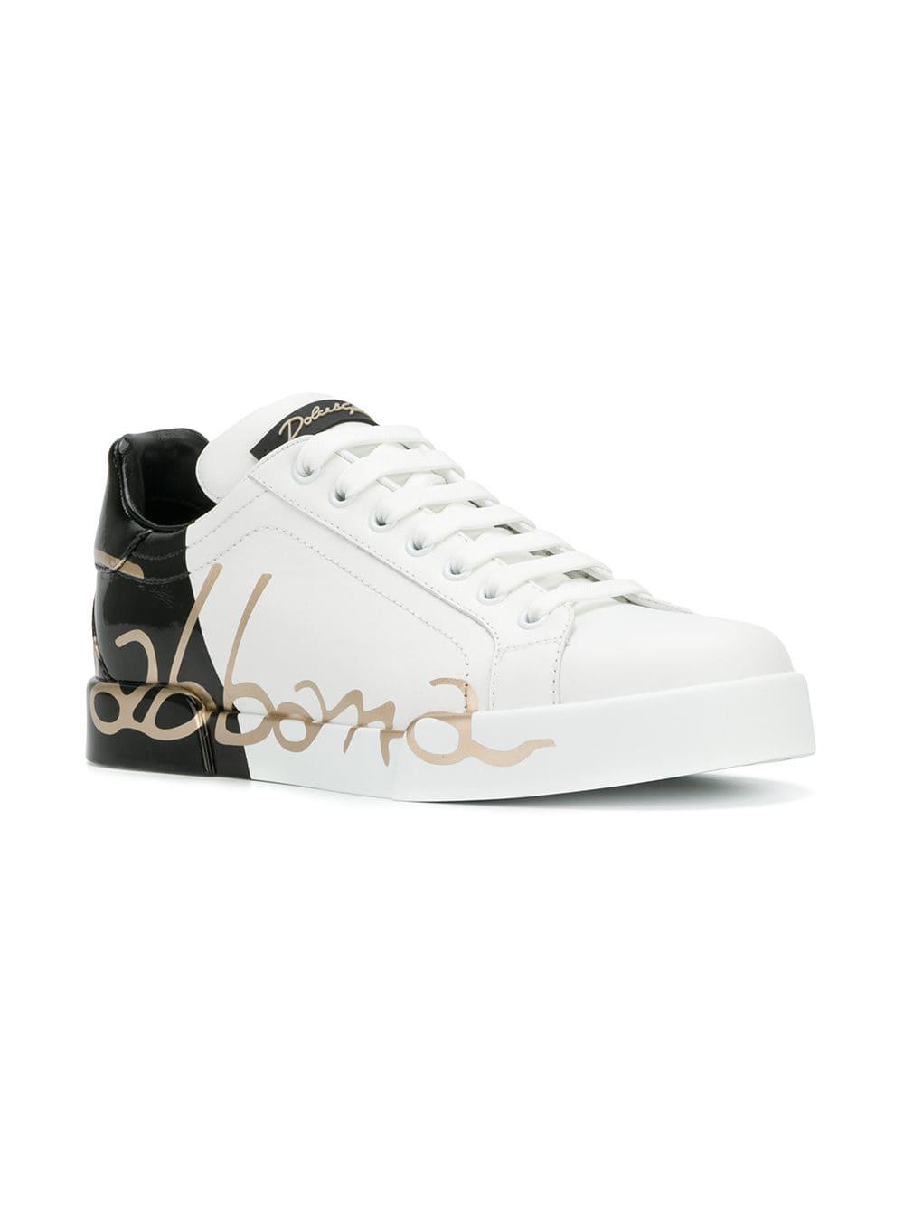 Dolce & Gabbana Leather Portofino Low-top Sneakers in White - Save 21% ...