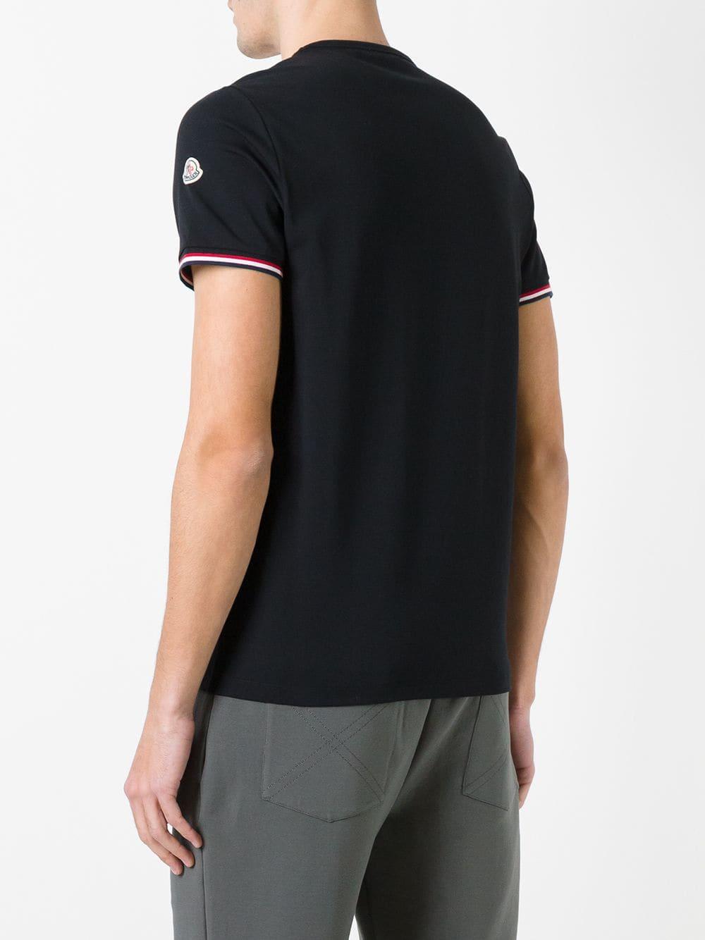 Moncler Cotton Logo Patch Tshirt in Black for Men Lyst