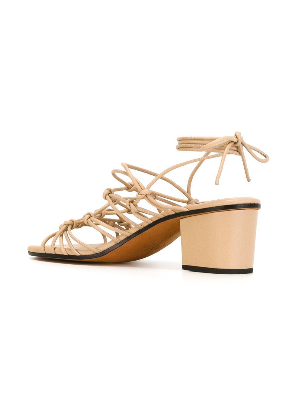 Chloé Leather Chloé Jamie Strappy Sandals in Natural - Lyst