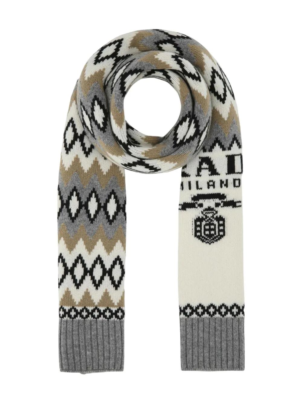 マフラー・ストール PRADA EMBROIDERED CASHMERE BLEND SCARF Prada Women's' Logo Jacquard Wool Scarf in Beige | LN-CC®