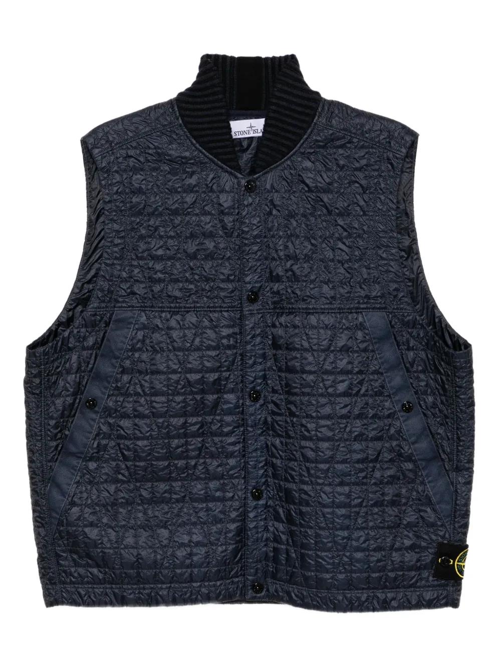 Recycled Nylon Doudoune Sans Manche Stone Island Bleu Gilets Stone