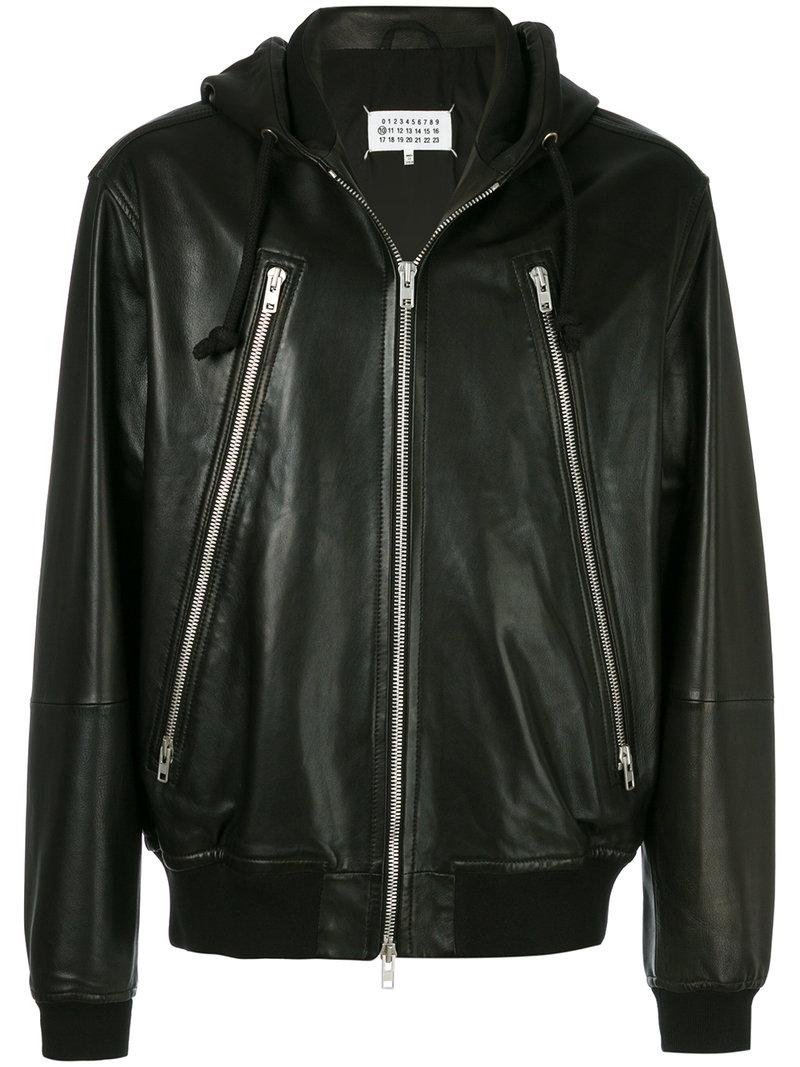 Maison Margiela Leather Bomber Jacket in Black for Men - Lyst