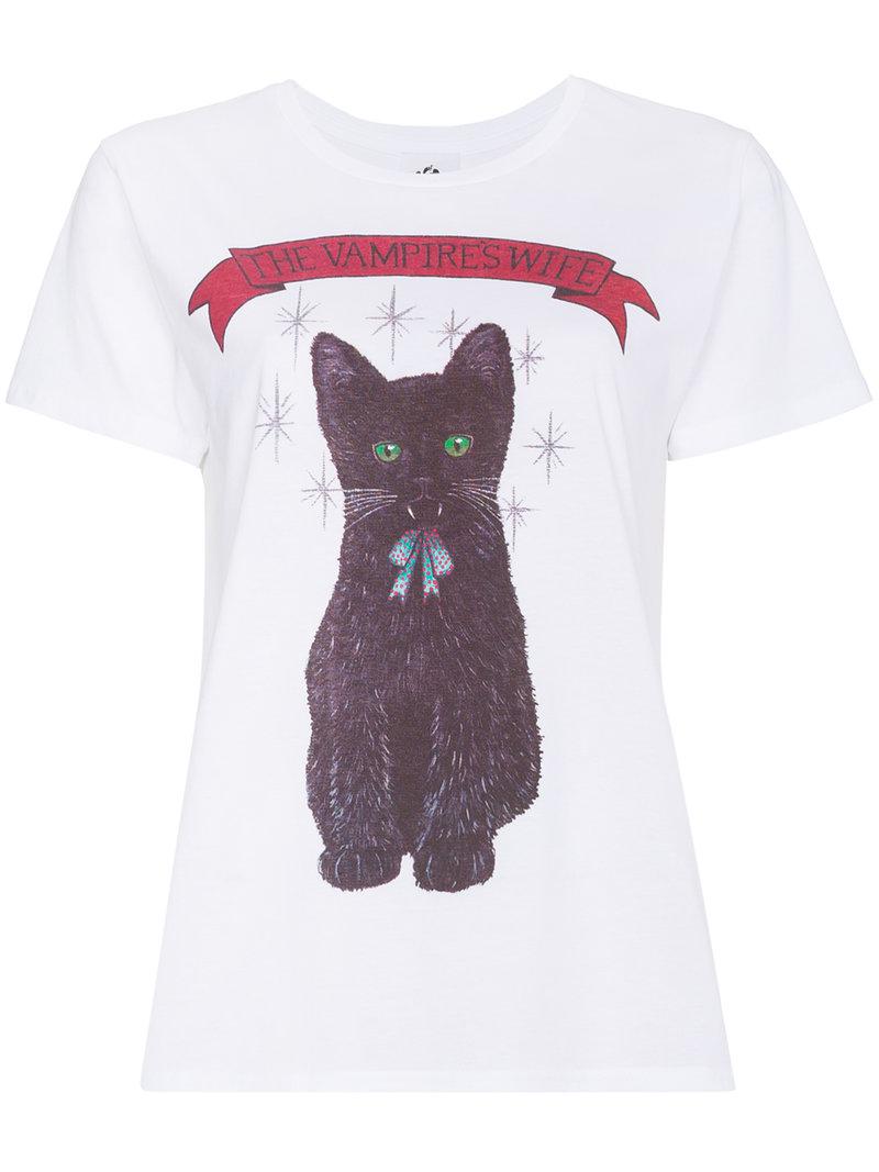 The Vampire's Wife Kitten Print T Shirt in White | Lyst