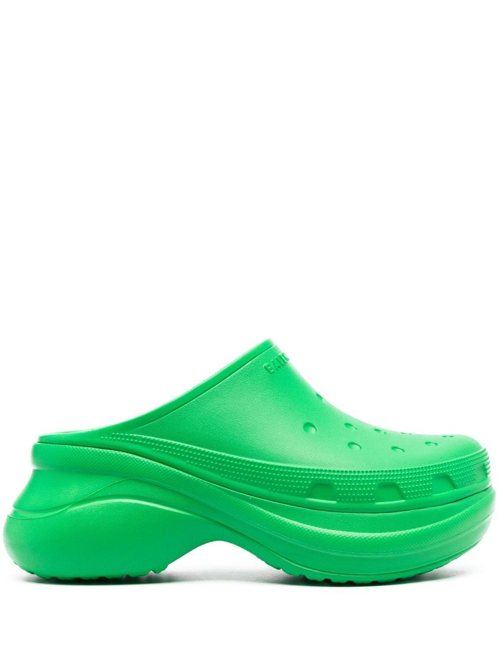 Balenciaga X Crocs Logo-embossed Platform Mules in Green | Lyst UK