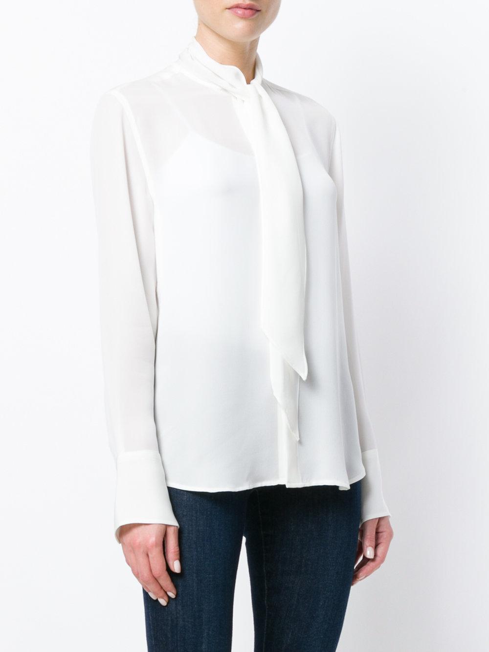 Polo Ralph Lauren Pussy-bow Blouse in White | Lyst
