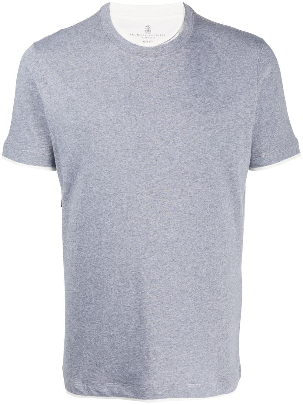 Brunello Cucinelli Cotton Contrast-trim T-shirt in Grey (Gray) for Men ...