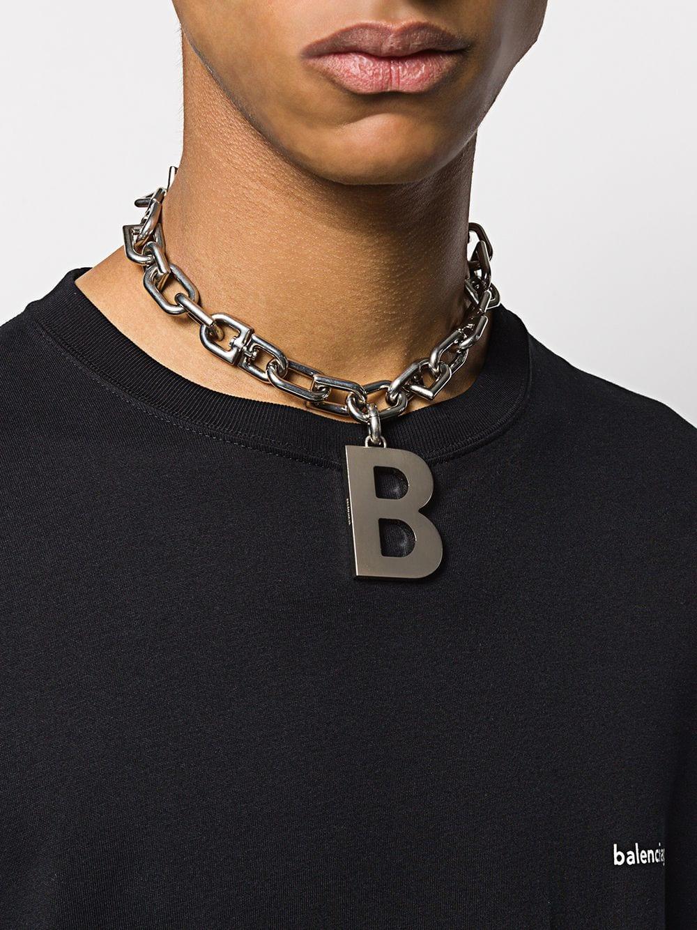 Balenciaga B Chain Necklace in Silver (Metallic) for Men - Lyst