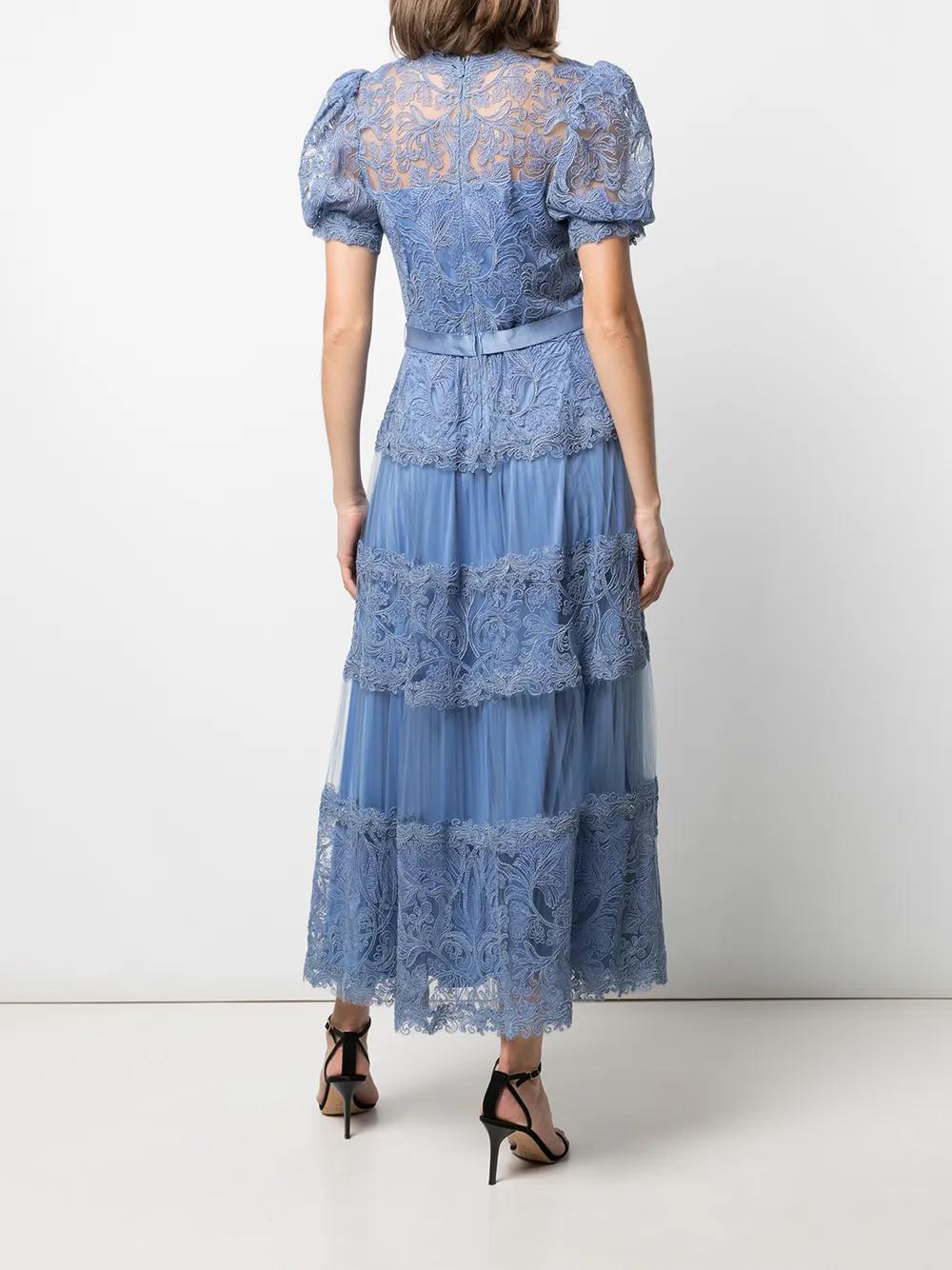 Tadashi Shoji Fatiha Floral-Lace Dress in Blue | Lyst