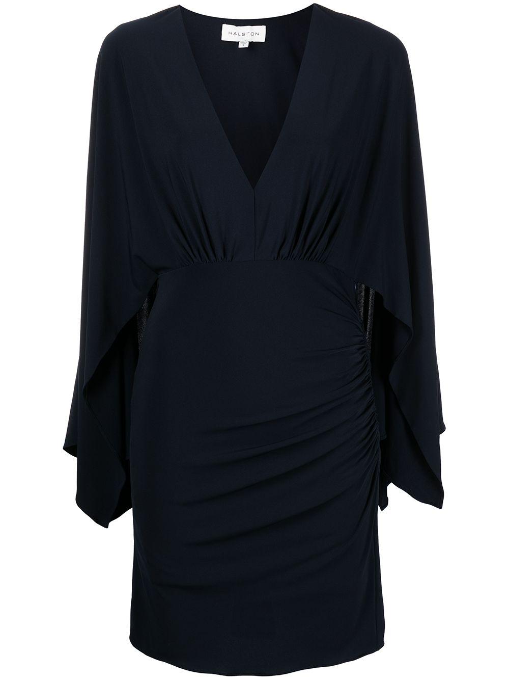 Halston Oaklyn Gather-detail Short Dress in Blue | Lyst UK