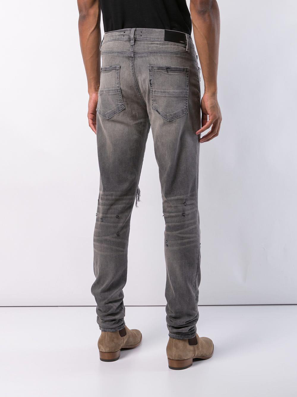 Amiri Synthetic Distressed Jeans in Grey (Gray) for Men - Lyst