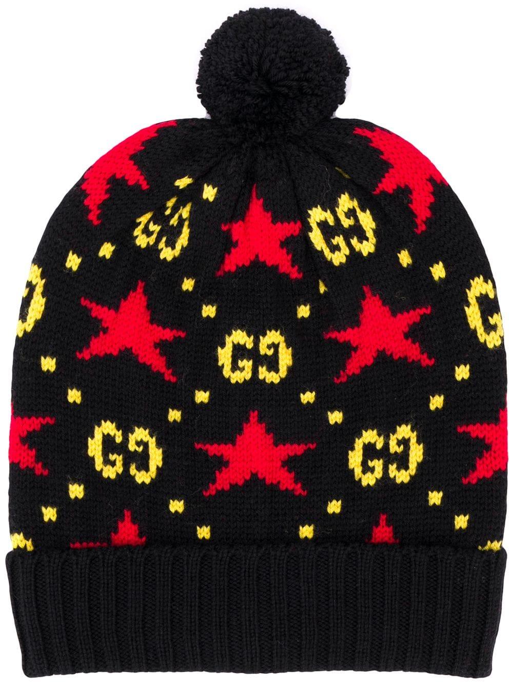 Gucci Wool Knitted Star Hat in Black Yellow (Black) for Men - Lyst
