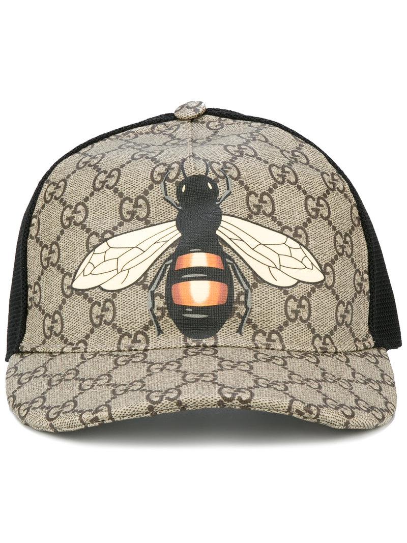 Gucci Bee Print Gg Supreme Baseball Cap for Men | Lyst Australia