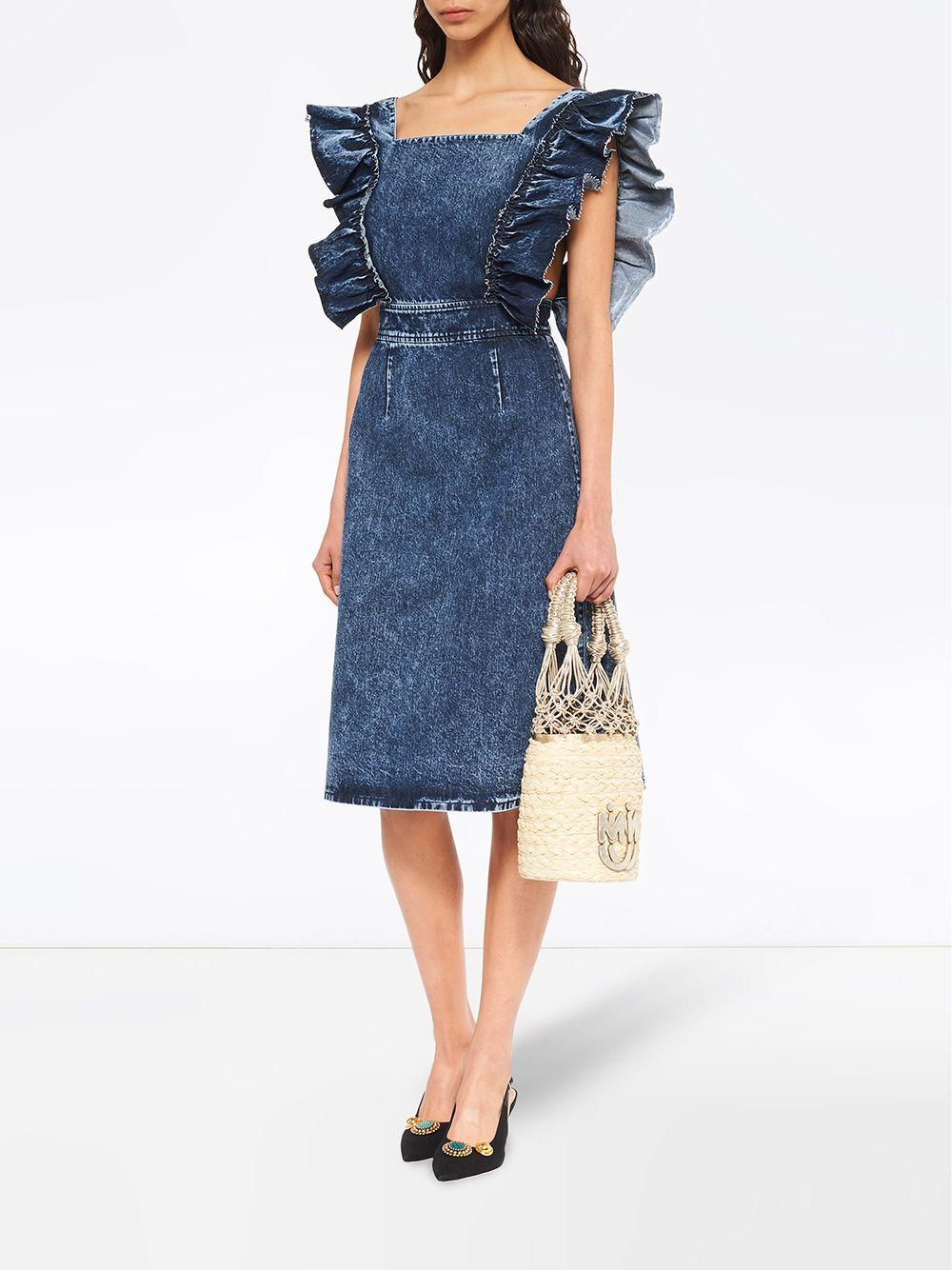 Miu Miu Ruffled Sleeve Denim Dress in Blue | Lyst Canada