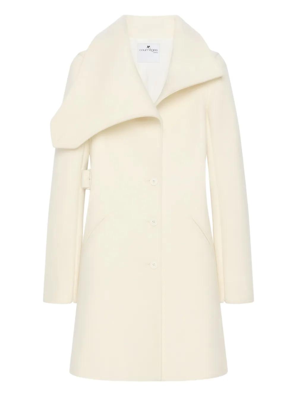 クレージュ　courreges 革コート　ホワイト　ダブル　ロング　コート レディース Courreges ロングコート & ウィンターコート