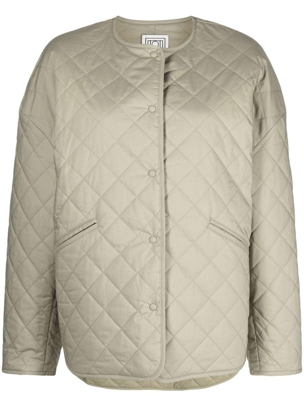 Totême Oversized Quilted Jacket in Natural Lyst
