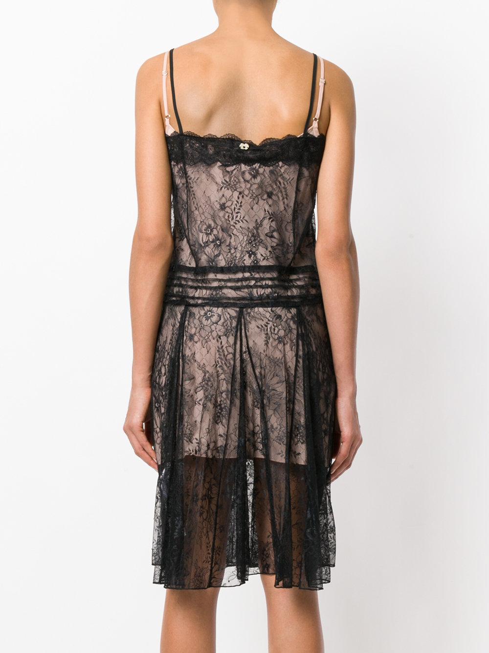 Lyst - Twin Set Fitted Lingerie Lace Dress in Black