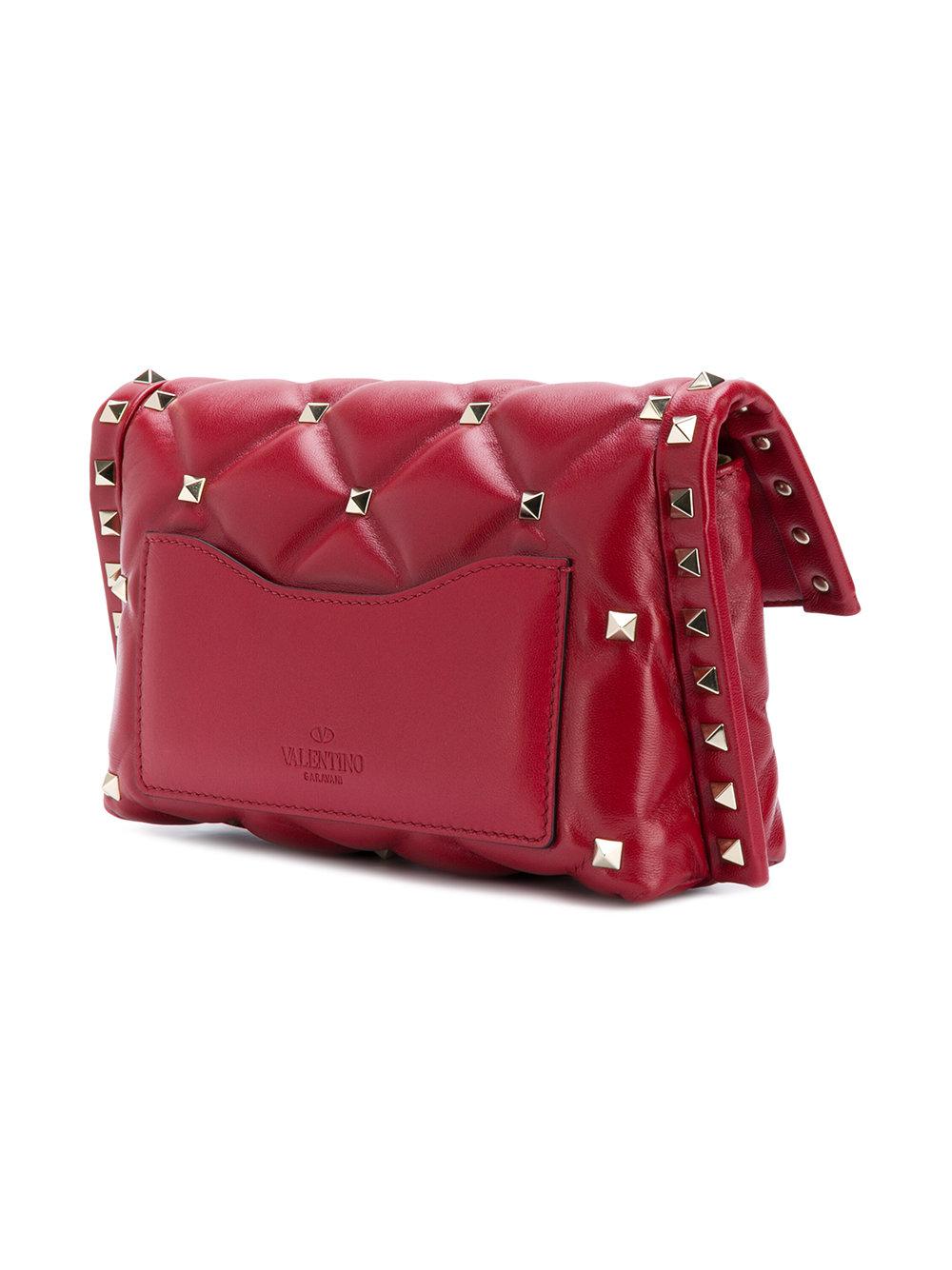 Valentino Leather Valentino Garavani Candystud Clutch in Red | Lyst