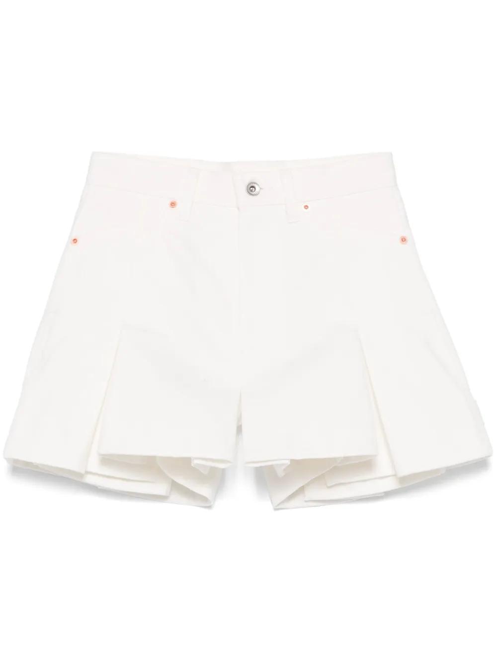新作【SACAI】Denim Mix Shorts Sacai Denim Shorts in White | Lyst