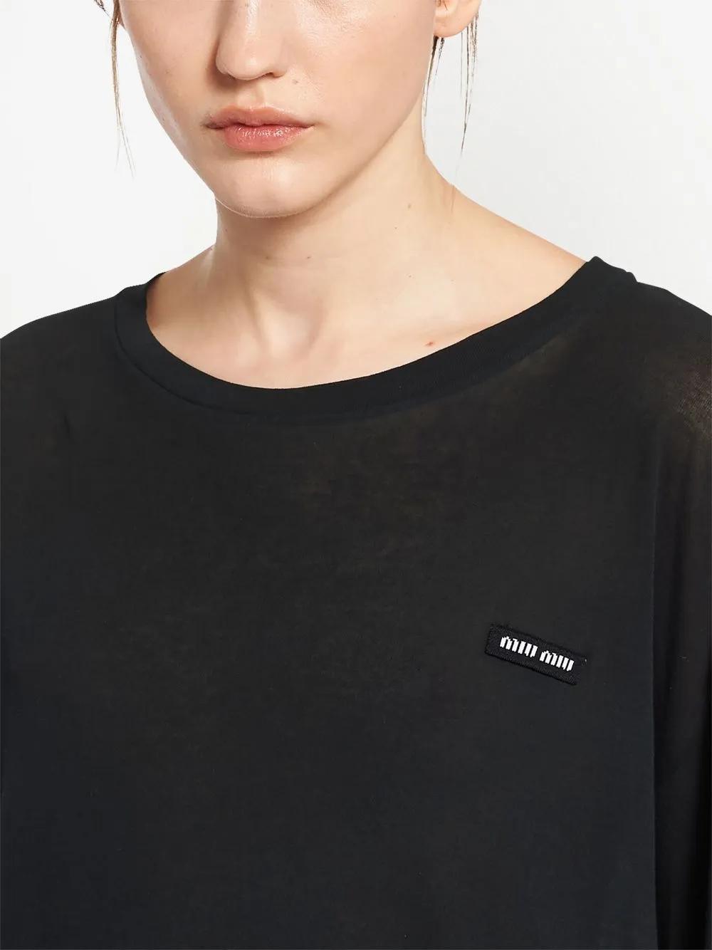 Miu Miu Logo-Patch Long-Sleeve T-Shirt in Black | Lyst