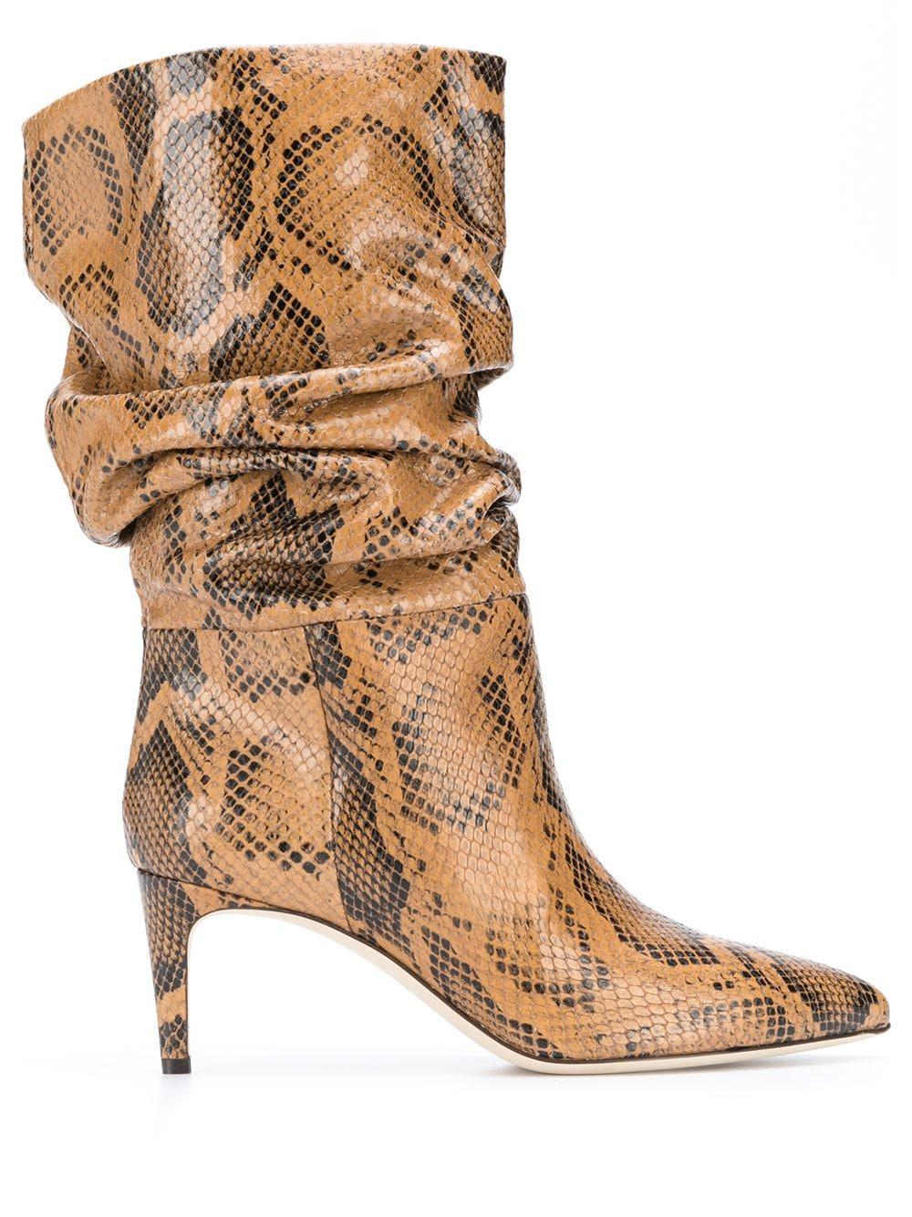 Paris Texas Leather Snakeskineffect Slouchy Boots in Brown Lyst