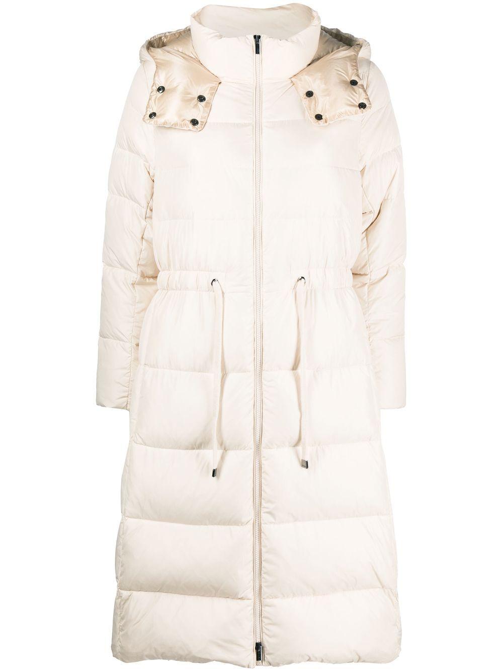 Peserico Hooded Padded Down Coat in Natural | Lyst