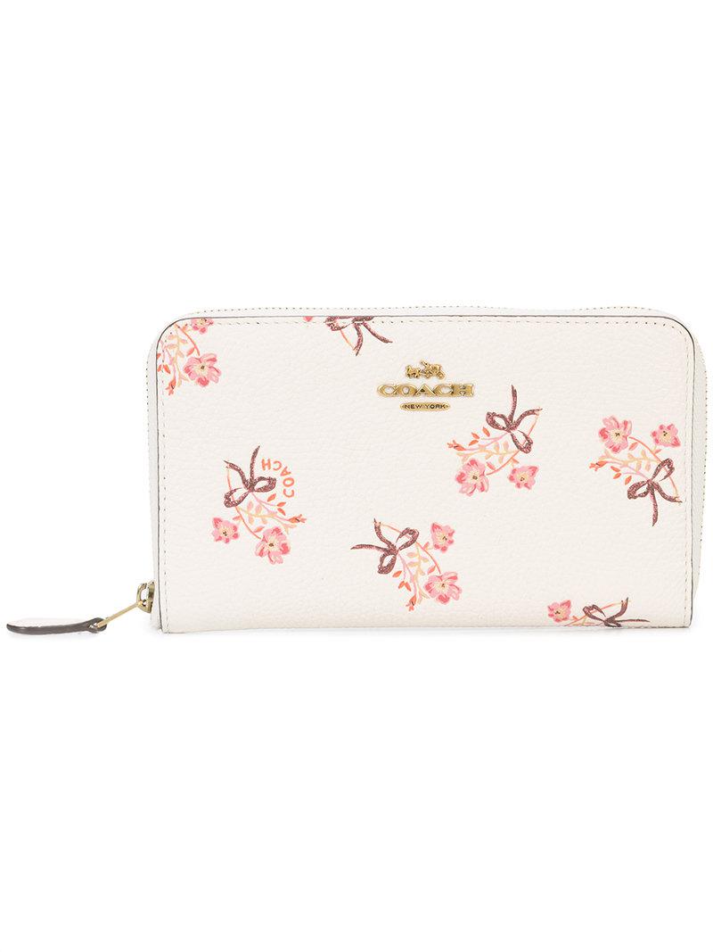 COACH Floral Bow Medium Wallet in White | Lyst