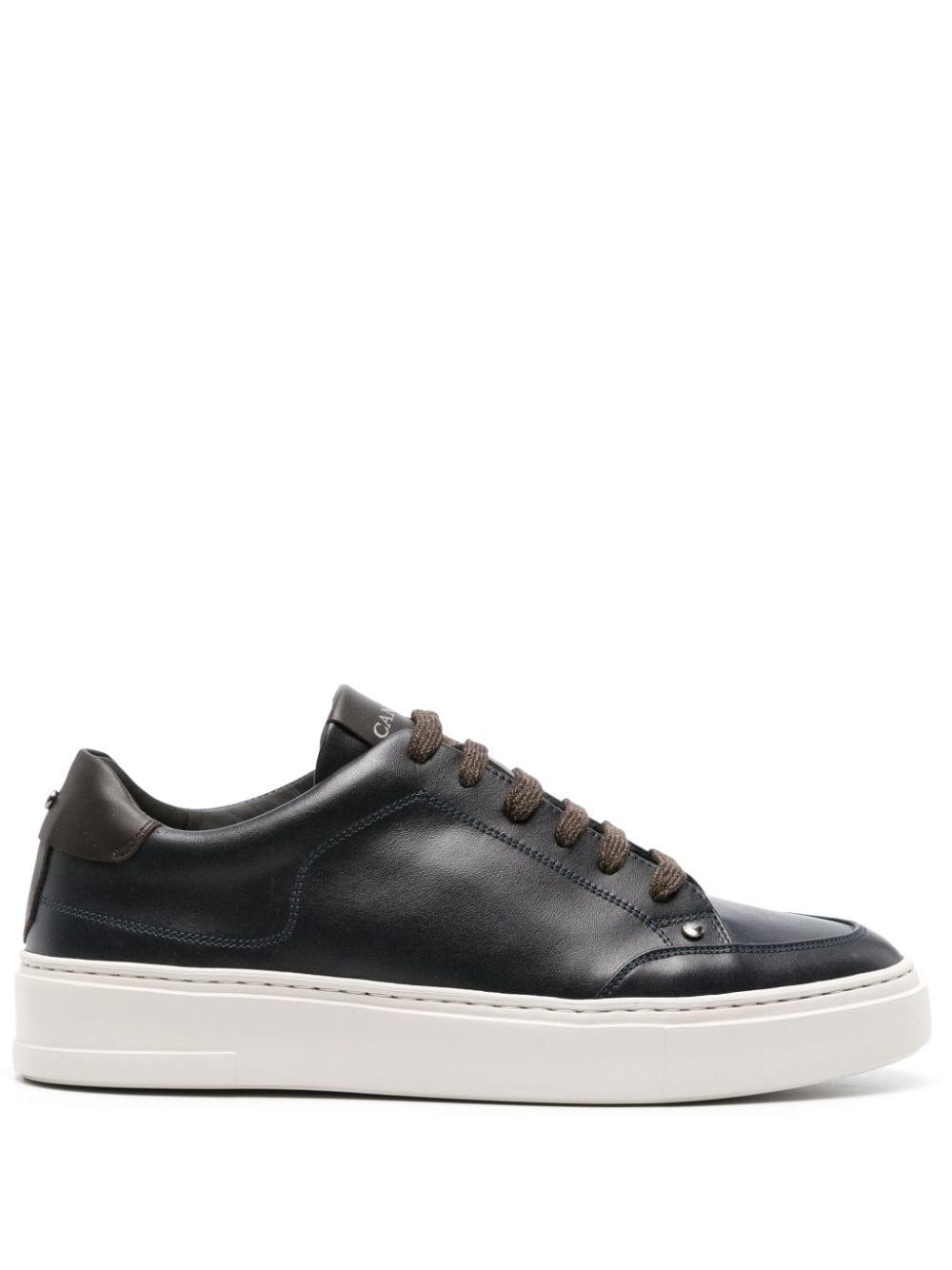 Canali Leather Low-top Sneakers in Black for Men | Lyst