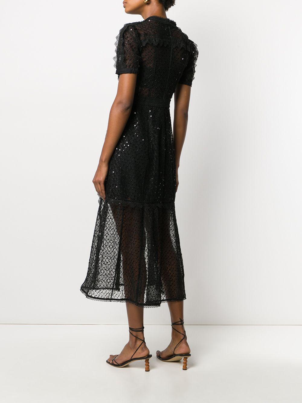 Self-Portrait Lace-trim Midi Dress in Black - Lyst