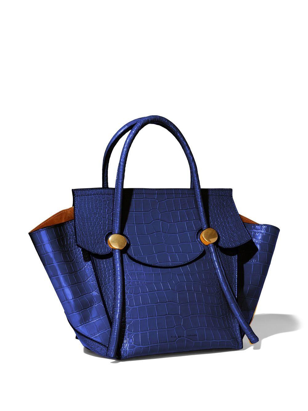 AURA Italian Made Navy Blue Crocodile Embossed Leather Tote Handbag:  Handbags: Amazon.com
