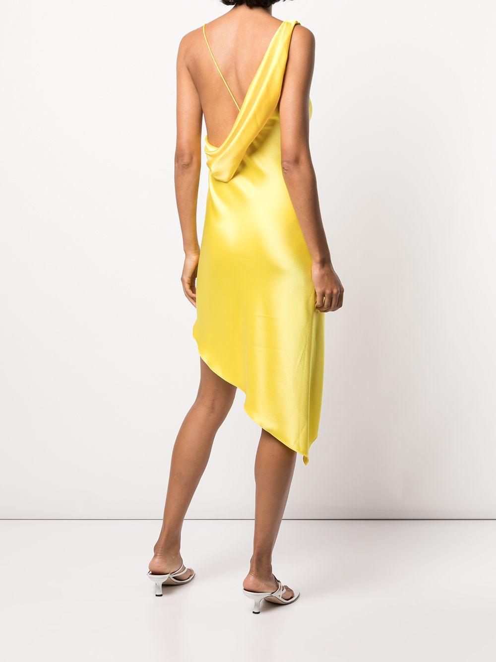 Alice + Olivia Landon Asymmetric Satin Dress in Yellow | Lyst