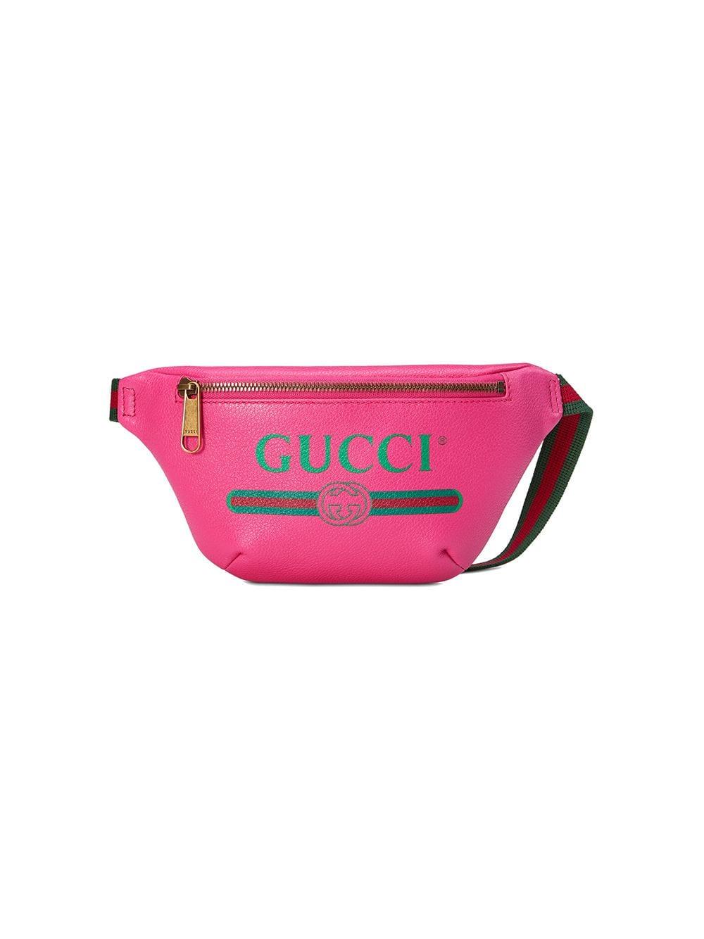 Gucci Leather Print Small Belt Bag in Pink | Lyst
